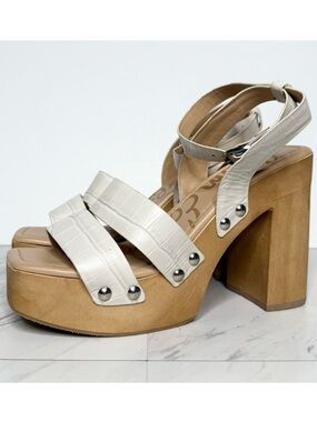 Sam Edelman Rosalind Crocodile Leather Platform Heeled Sandal 8M